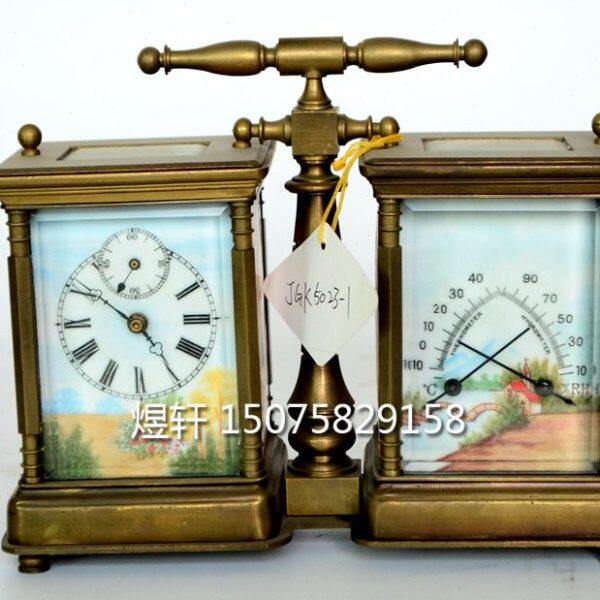 连体仿古董古玩钟表|铸皮套|铜收藏弦钟上|家居装饰机械座钟古典