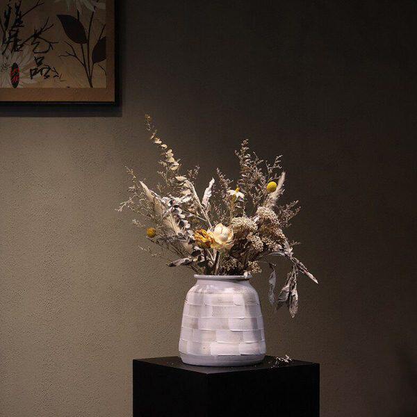 摆件简约罐陶瓷花瓶风客厅插花侘寂禅意茶室民宿白色装饰粗陶酒店