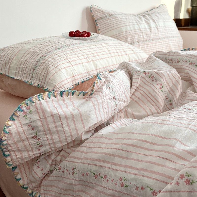 月光巴士秘密花园全棉水洗棉被套床笠小G清新四件套床单被罩1.5m