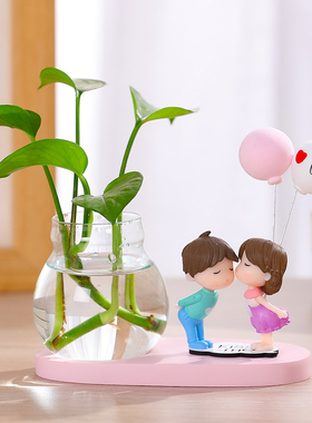 创意家居饰品办公室桌面摆件房间卧F室装饰品小摆设绿萝水培可爱