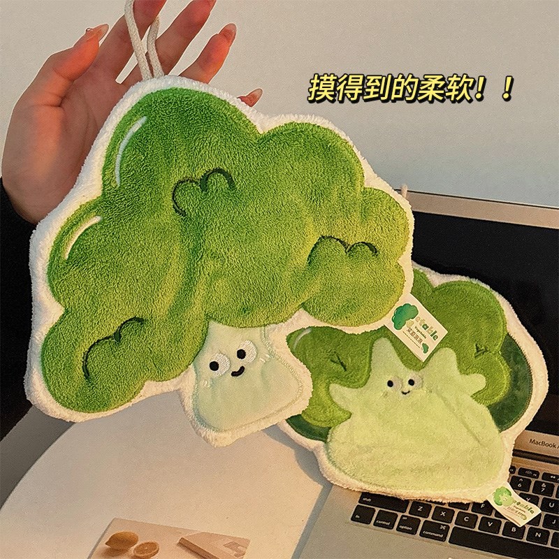 擦手巾壁a挂式可爱创意蔬菜毛巾厨房卫生间速干加厚吸水不掉毛儿