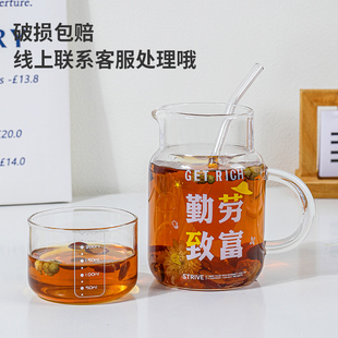 800ml煮茶壶玻璃水杯带把高硼硅带盖加热可微波炉W电陶耐高温水壶