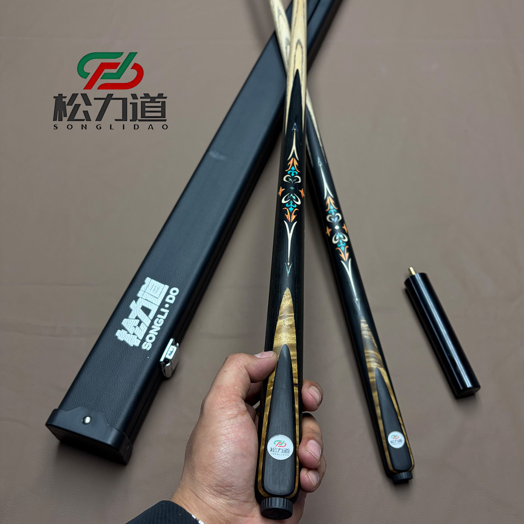 松力道猎手台球杆小头球杆中式八球桌球杆一体通杆斯诺克台球杆