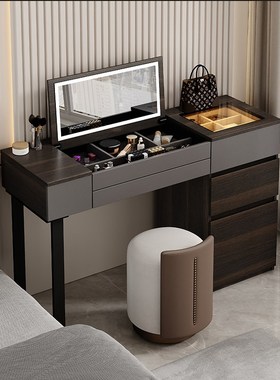 意式极简翻盖梳妆台收纳柜一体卧室轻奢高级感实木化妆桌2.024新