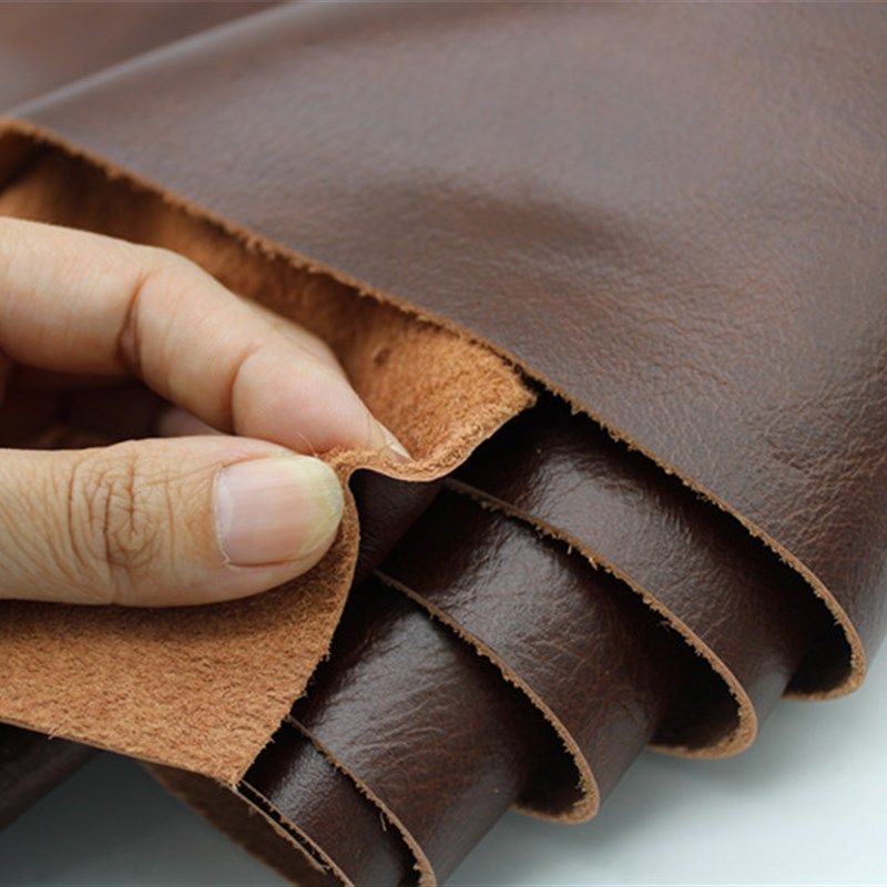 头层牛皮皮料真皮棕色双色油蜡皮沙发皮床L头座椅皮整张复古家具