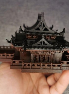 静观吾界  古代建筑模型 大z雄宝殿摆件微景观假山上的小摆件模型