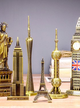 世界知名地标建筑摆件大全u金属模型埃菲尔铁塔大本钟模型生日礼