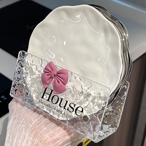 轻奢餐碟吐骨碟家用陶瓷餐盘餐桌垃圾渣K盘6英寸盘子餐具高级感