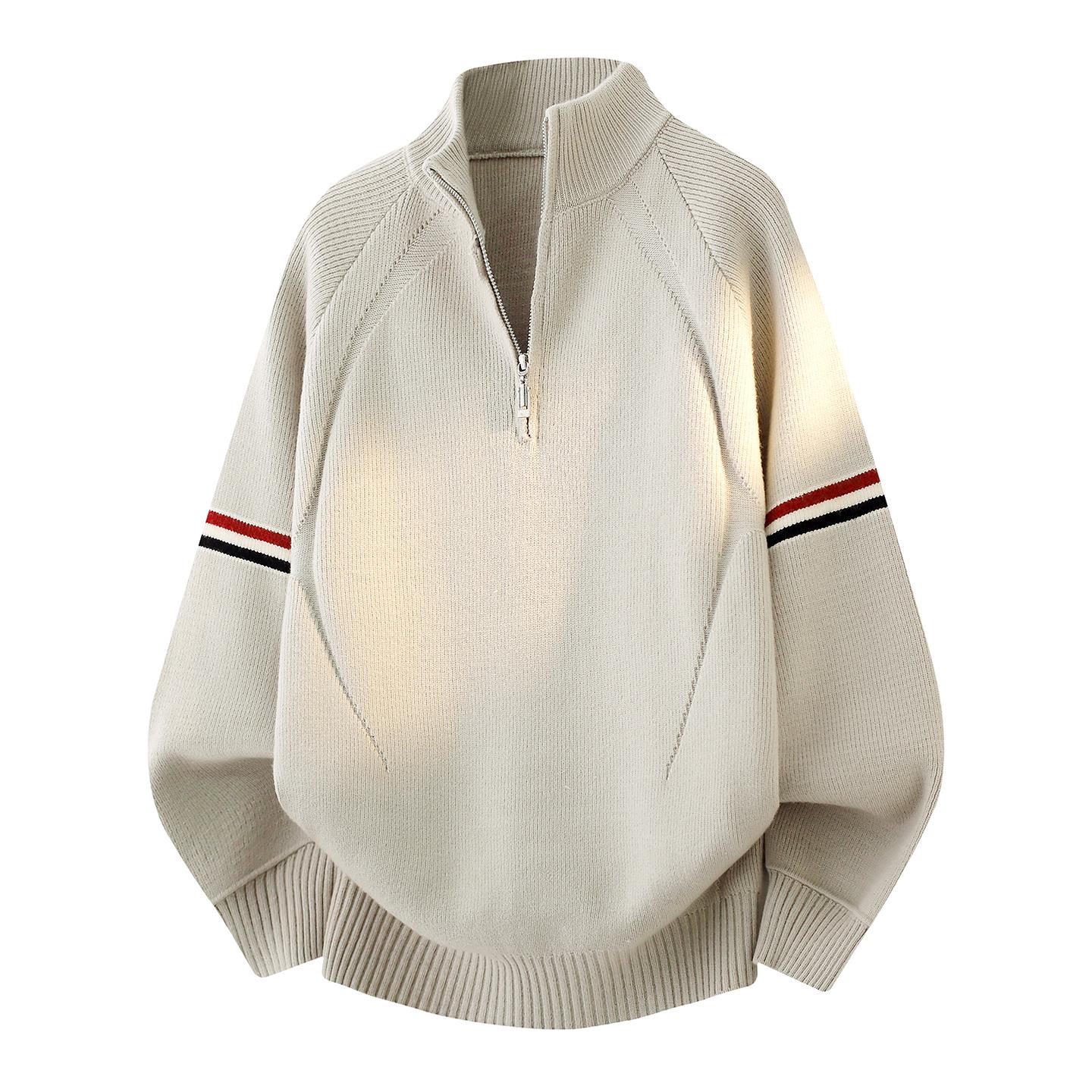 高级感半拉链立领毛衣男秋冬款潮牌痞帅加厚线衣青少年针织打底衫