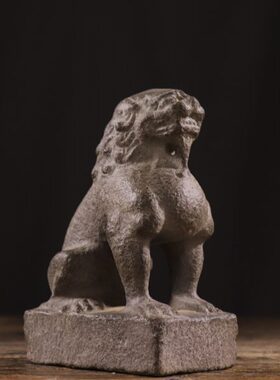 风头老化石雕青山西文玩茶台纯手工案皮狮子石雕做旧摆件仿古刻