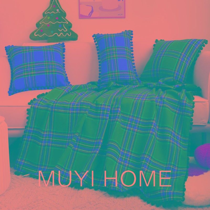圣诞节苏格兰格纹装饰抱枕腰枕客厅沙发靠枕飘R窗靠垫装饰毛毯床