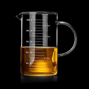 烘培耐热玻璃刻度量杯带盖子牛奶杯耐高温透明计量杯可微波炉加热