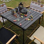 纹野es部桌腿折叠桌蛋卷er野营餐桌eSi木户外Guid铝合金升降步林