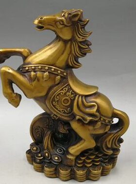 纯铜黄铜马摆件十二生肖马立马来财招财马家居办公室装饰马到成功