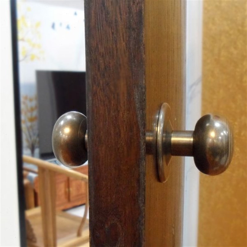 实心全铜加d厚球形拉手纯铜明装黄铜大门单孔把手房间古铜对拉穿
