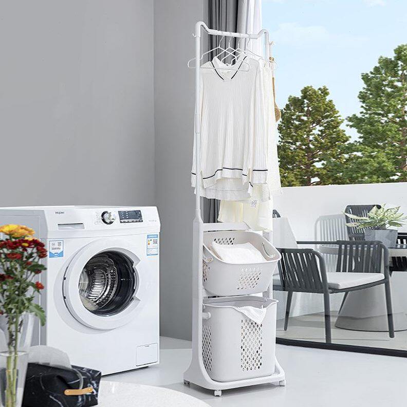 卧室置物架篮架洗衣浴室篓脏衣卫生间落地衣服收纳家用筐挂衣架帽