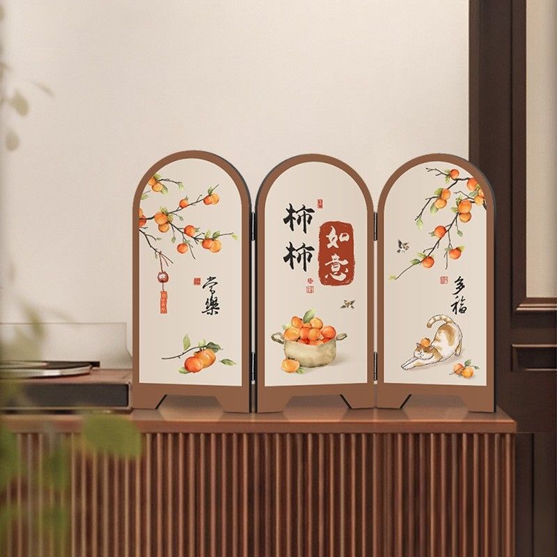如意桌面屏风摆件新中式入户A玄关柜摆台画新年布置祈福摆件