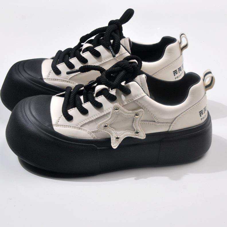 松糕底萌蠢鞋圆头大头鞋厚底小白鞋女舒适可爱