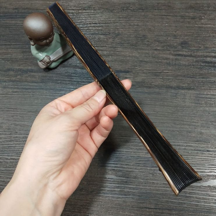 人明式竹9肩观音竹老精工折扇料棕艺芯人乌木老5寸美制作燕尾.