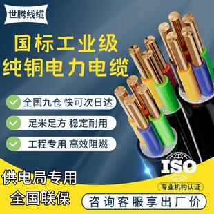 国标 电力电缆铜芯YJV 2 3 4 5芯10平方25室外ZR动力电缆纯铜电线