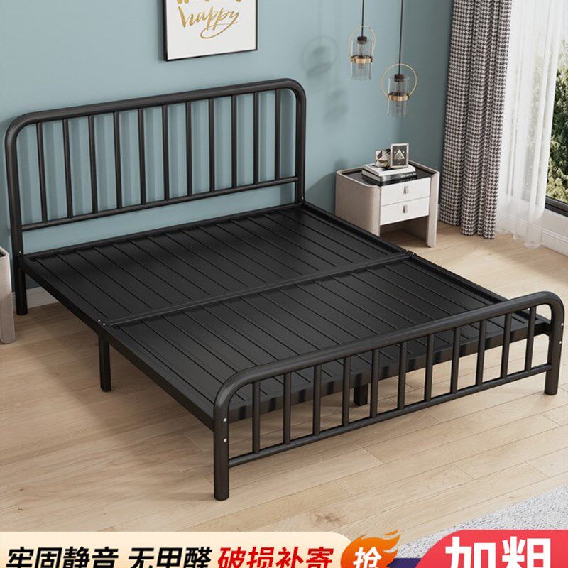 铁艺床双人床1.8米欧式简约现代1.5加固铁床架单人床出租屋铁架儿
