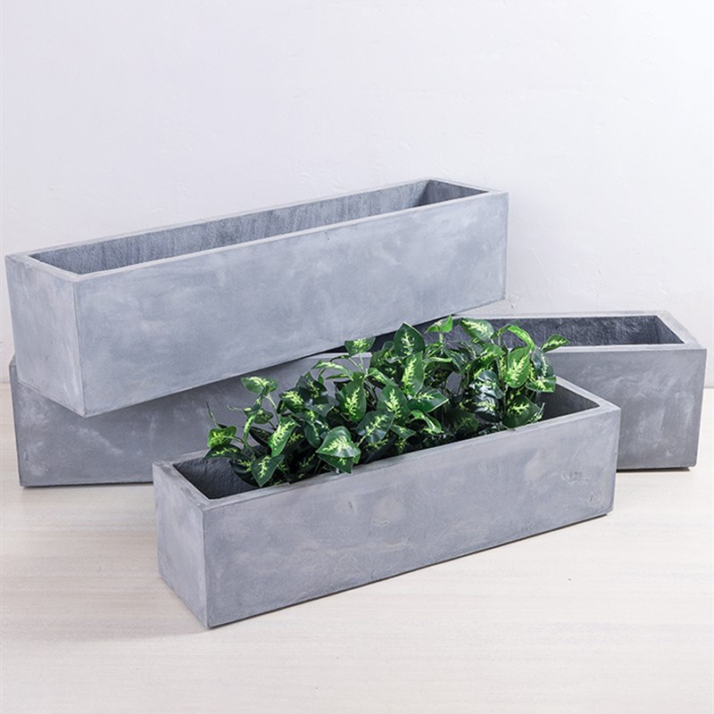 长方形水泥花盆新款马槽户u外阳台庭院绿植落地盆长条种菜镁泥花