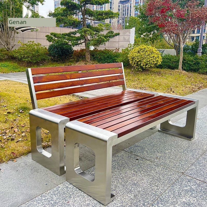 不锈钢公园椅户外椅防腐实木塑H木庭院社区椅户外休闲椅