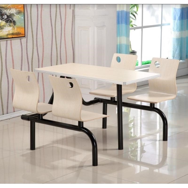 学校学生员工f餐厅食堂连体不锈钢餐桌快餐面馆餐桌椅组合4人6人