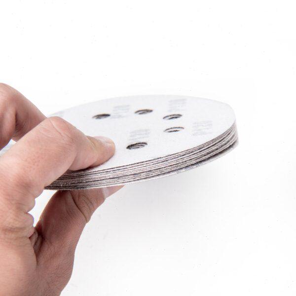 5寸8孔电动磨光圆盘圆形木材打磨机抛光片植绒自粘砂纸沙纸神器