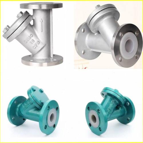 铸钢不锈钢304衬四氟Y型法兰过滤器GL41F46-16C P DN25 40 50 100