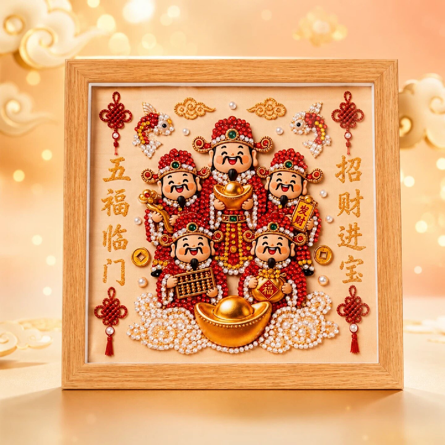 财神招财祝福系列diy珍珠画喜庆春节客厅过年新年摆台装饰画摆件