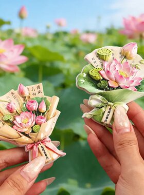 家和家荷万事兴荷花花束创意立体浮磁吸冰箱贴旅游纪念装饰摆件