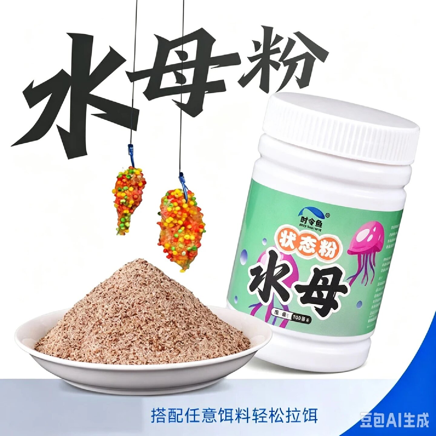 时令鱼水母状态粉野钓水拉饵植物蛋白腥香黑坑鲫鱼鲤鱼翘钓鱼饵料