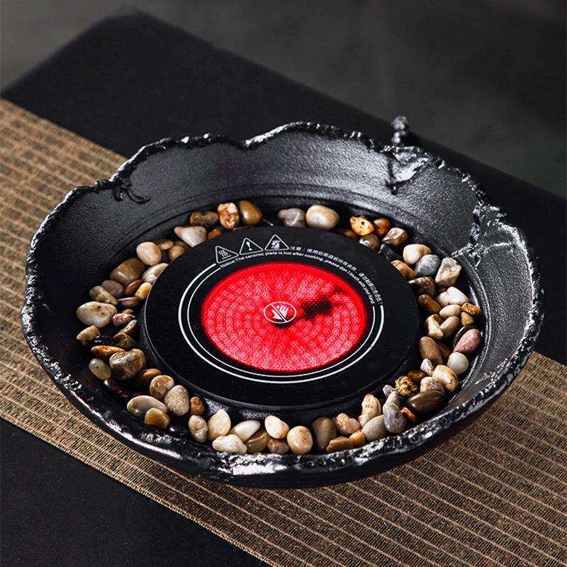围炉煮茶器仿古电陶炉家用室内庭院烤茶煮茶壶电烤炉烤网煮茶套装