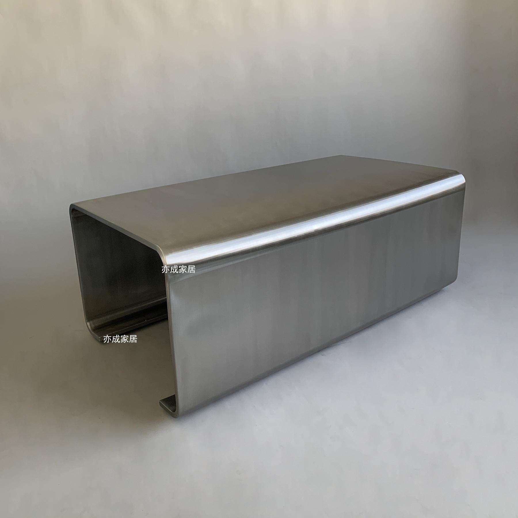 北欧极简长方形不锈钢茶几别墅酒店样板房大平层创意轻奢茶几