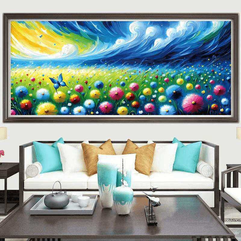 蝶舞春风十字绣2024新款线绣客厅风景画满绣大幅自己绣手工刺绣