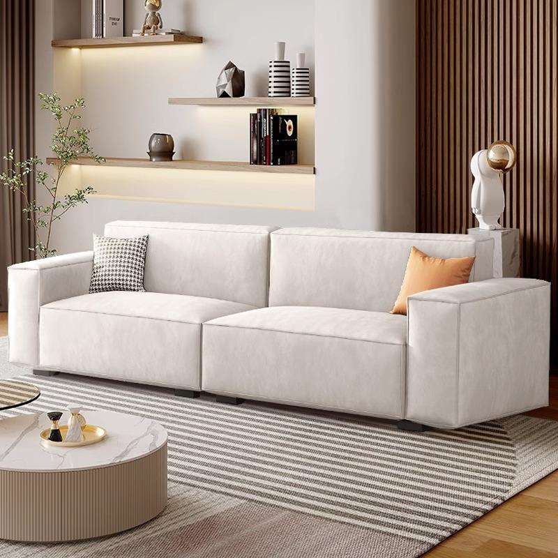 奶油风布艺沙发客厅2023新款小户型简约现代直排科技布豆腐块沙发