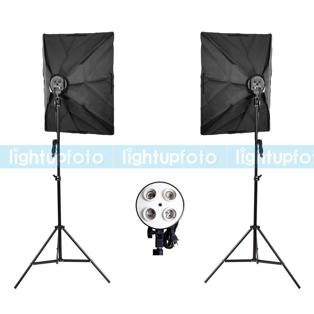 因诺 摄影棚 电源柔光箱四灯头灯架45w灯泡套装 PSK6B