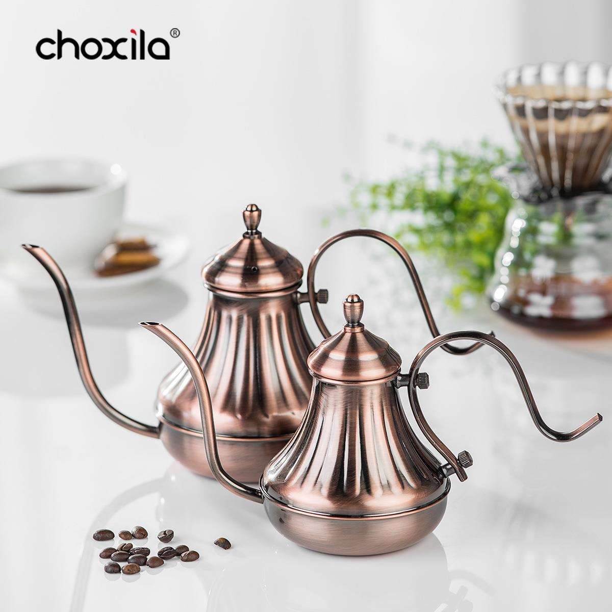 手冲咖啡壶304不锈钢古铜色宫廷茶壶滴漏细口壶长嘴挂耳咖啡壶