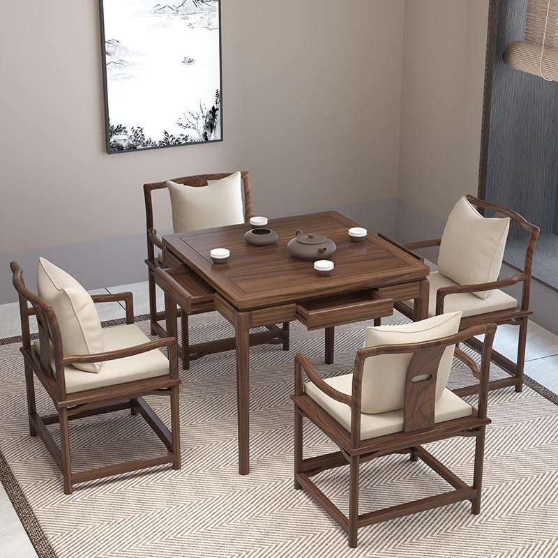 中式老榆木八仙桌实木四方桌茶桌打牌棋牌桌掼蛋桌简约正方形餐桌