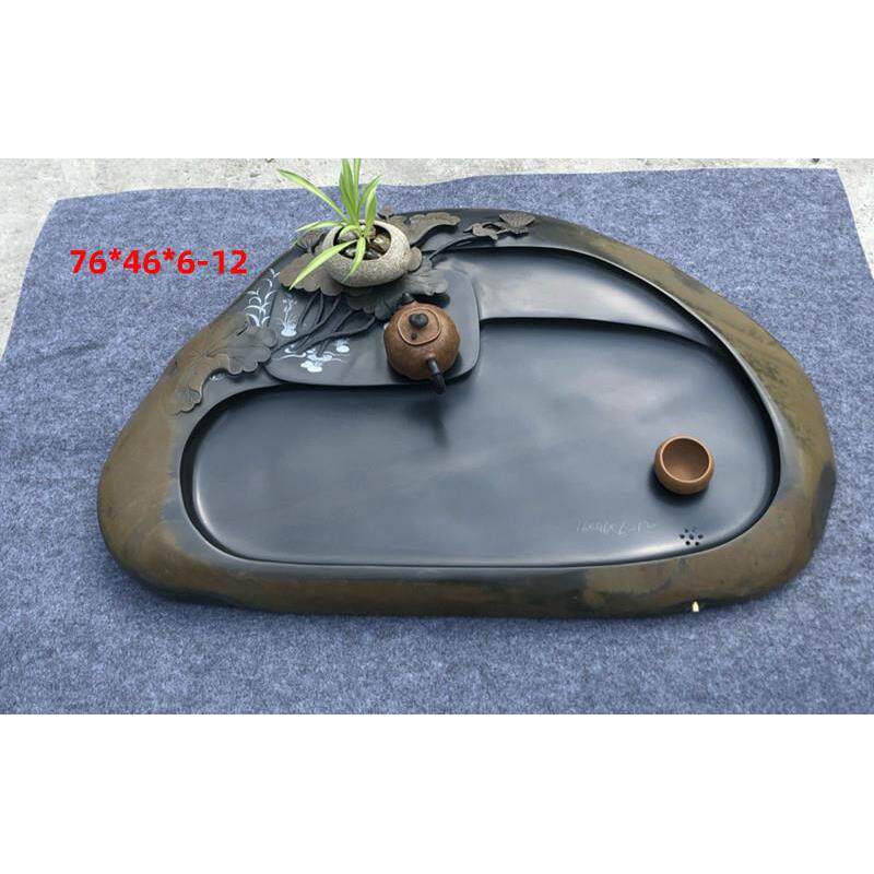 十二年老店歙砚石头材料雕刻茶盘天然原石茶台精品茶海家用茶具