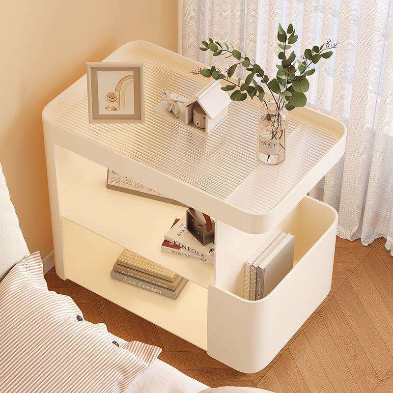 床头柜侧边柜置物架卧室极窄简约现代奶油风替代神器铁艺夹缝创意