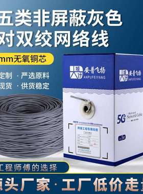 A400灰色 厂家 超五类网线 非屏蔽 UTP5E 双绞线 POE 足300m