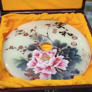 厂家天然夜光石冰洲石平安扣摆件荧石夜明珠家居工艺品