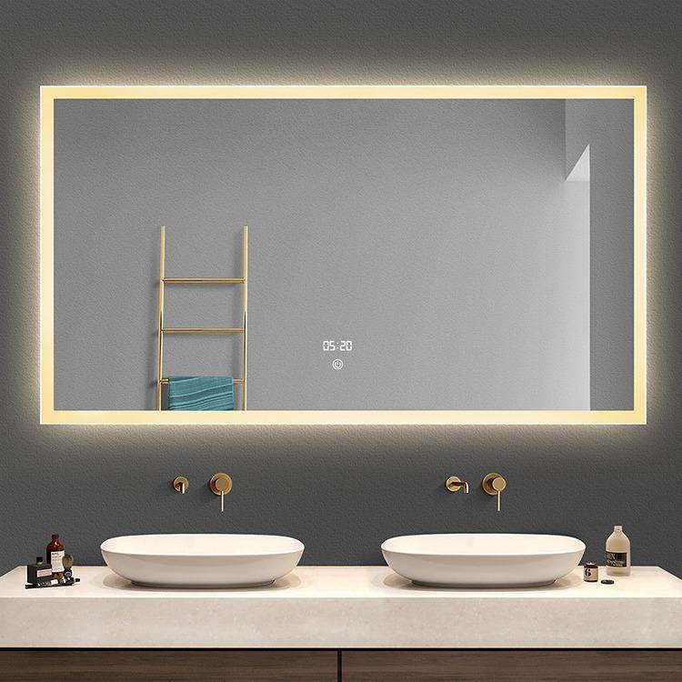 BOLEN伯仑现代简约LED带灯浴室镜壁挂无框防雾智能卫生间磨砂镜子