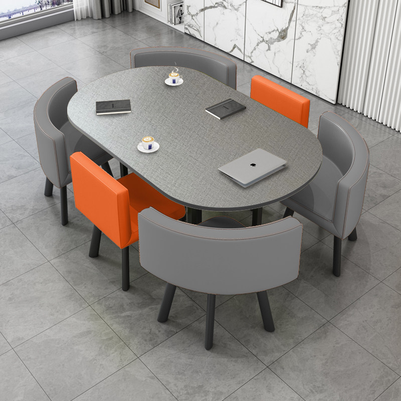家用餐桌现代简约小户型饭桌w椅组合办公室培训桌椭圆形洽谈会议