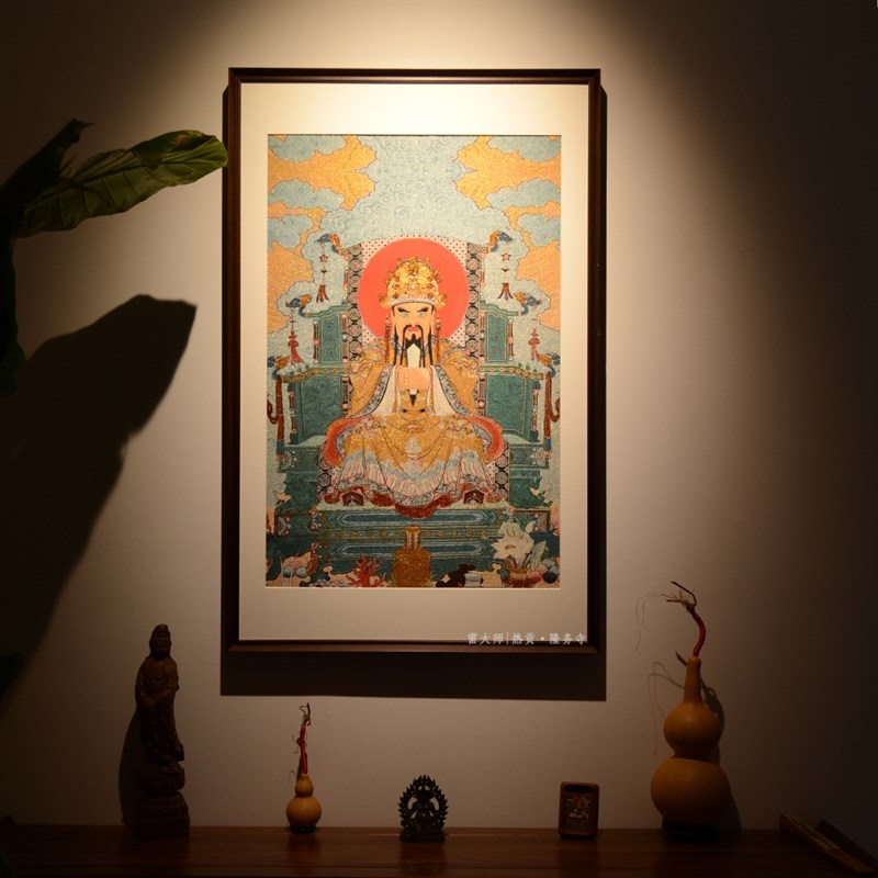 刺绣五爷唐卡茶室玄o关装饰画客厅背景墙挂画沙发餐厅入户门挂墙