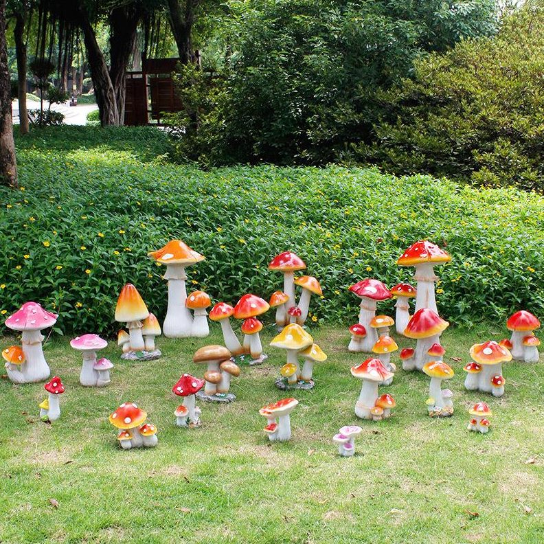 森林摆件仿真脂庭院小园林蘑菇造景地户外花园婚庆道具草系装饰树