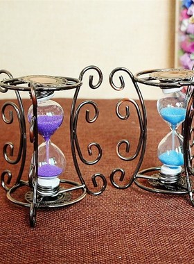 精致沙漏铁质工艺品小摆t件书桌办公摆设装饰品摆件  古铜小铁架