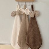 珊瑚绒手家用擦手巾厨房小毛巾抹纯色插布吸水速干擦卫生间挂式 手